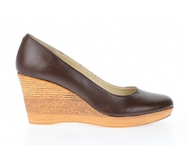 Pantofi dama casual din piele naturala box , cu platforma de 7 cm - MARA ROSU P3550M