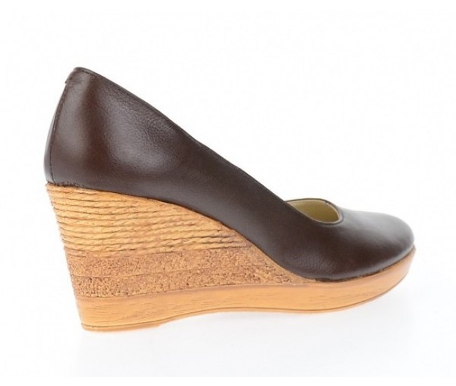 Pantofi dama casual din piele naturala box , cu platforma de 7 cm - MARA ROSU P3550M