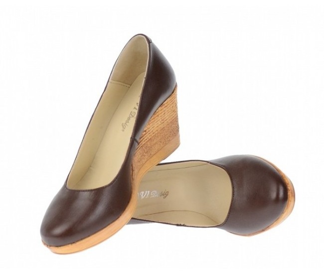 Pantofi dama casual din piele naturala box , cu platforma de 7 cm - MARA ROSU P3550M
