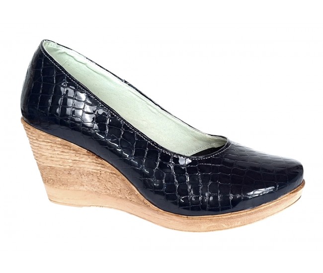 Pantofi dama casual din piele naturala platforme de 7 cm Mara Negru - P3550NCR