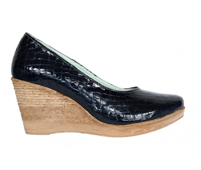 Pantofi dama casual din piele naturala platforme de 7 cm Mara Negru - P3550NCR