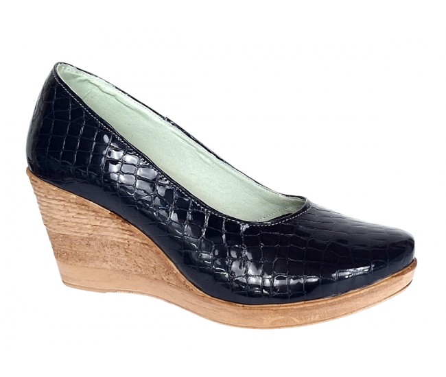 Pantofi dama casual din piele naturala platforme de 7 cm Mara Negru - P3550NCR