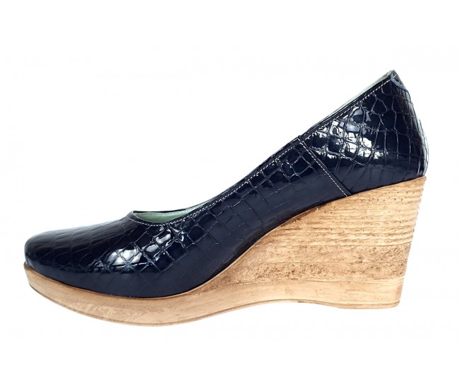 Pantofi dama casual din piele naturala platforme de 7 cm Mara Negru - P3550NCR