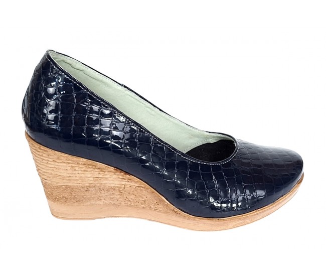 Pantofi dama casual din piele naturala platforme de 7 cm Mara Negru - P3550NCR