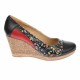 Pantofi dama, casual, din piele naturala, negri cu imprimeu floral, platforme de 7 cm - MARA P3550NFLOR Pantofi dama, casual, din piele naturala, negri cu imprimeu floral, platforme de 7 cm - MARA P3550NFLOR