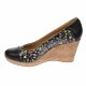 Pantofi dama, casual, din piele naturala, negri cu imprimeu floral, platforme de 7 cm - MARA P3550NFLOR Pantofi dama, casual, din piele naturala, negri cu imprimeu floral, platforme de 7 cm - MARA P3550NFLOR