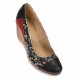 Pantofi dama, casual, din piele naturala, negri cu imprimeu floral, platforme de 7 cm - MARA P3550NFLOR Pantofi dama, casual, din piele naturala, negri cu imprimeu floral, platforme de 7 cm - MARA P3550NFLOR