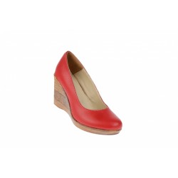 Pantofi dama casual din piele naturala alba cu platforma de 7 cm - MARA P3550RED