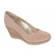 Pantofi dama casual din piele naturala intoarsa bej, platforme de 7 cm - MARA P3550VB