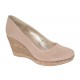 Pantofi dama casual din piele naturala intoarsa bej, platforme de 7 cm - MARA P3550VB