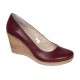 Pantofi dama casual din piele naturala box cu platforma de 7 cm MARA Visiniu