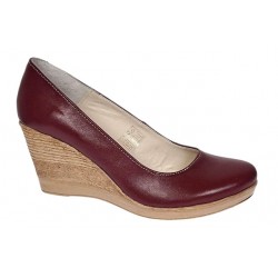 Pantofi dama casual din piele naturala box cu platforma de 7 cm MARA Visiniu