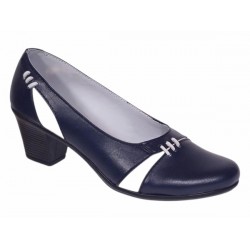 Pantofi dama eleganti piele naturala Mara Bleumarin - Alb P36BLA