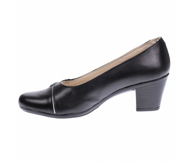 Pantofi dama eleganti, piele naturala, Negru - Alb P36NA