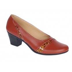 Pantofi dama eleganti din piele naturala Portocaliu cu toc de 6cm P36PORT
