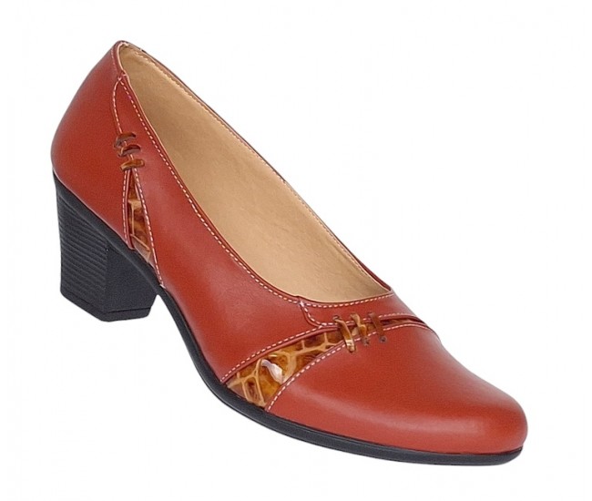 Pantofi dama eleganti din piele naturala Portocaliu cu toc de 6cm P36PORT