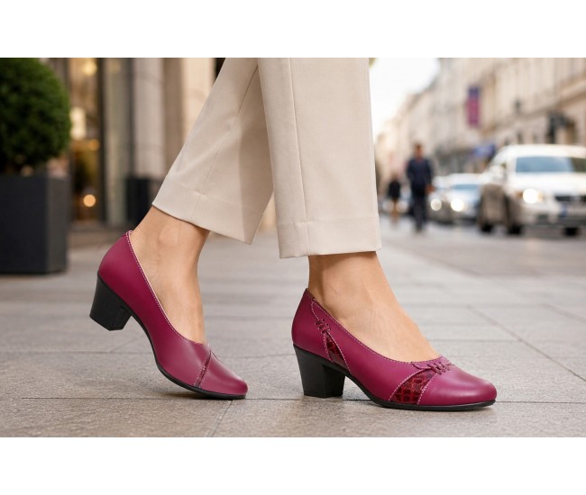 Pantofi dama eleganti piele naturala grena P36XGR