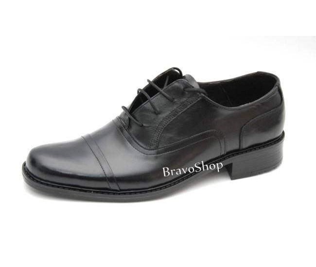 Pantofi barbati eleganti din piele naturala de culoare neagra, P37NS