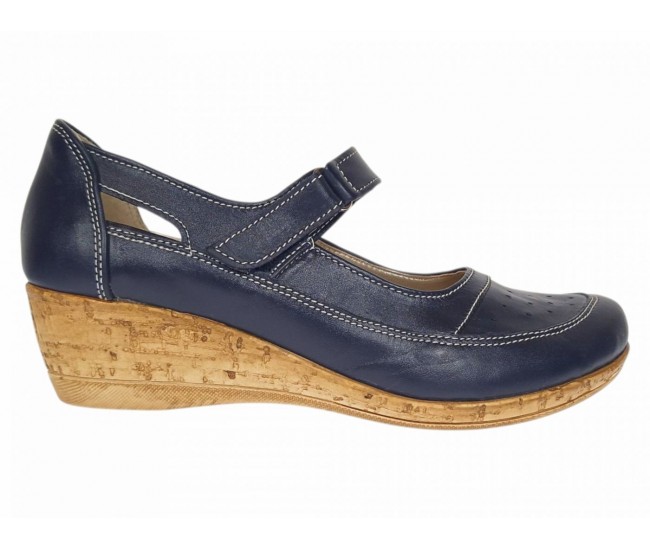 Marime 38 Pantofi dama casual din piele naturala Bleumarin P38BL5