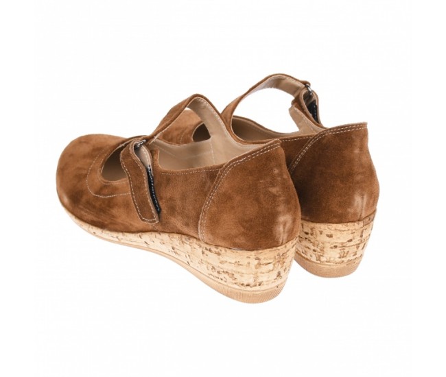 Pantofi dama,  casual, din piele naturala intoarsa, maro - P38MVEL