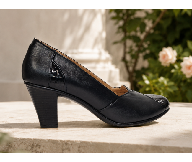 Noirena – pantofi dama negri din piele naturala, cu toc 6cm si eleganta la fiecare pas P46NL