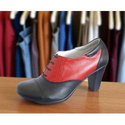 Pantofi dama din piele naturala cu toc de 7cm Negru - Rosu P46NR Pantofi dama din piele naturala cu toc de 7cm Negru - Rosu P46NR