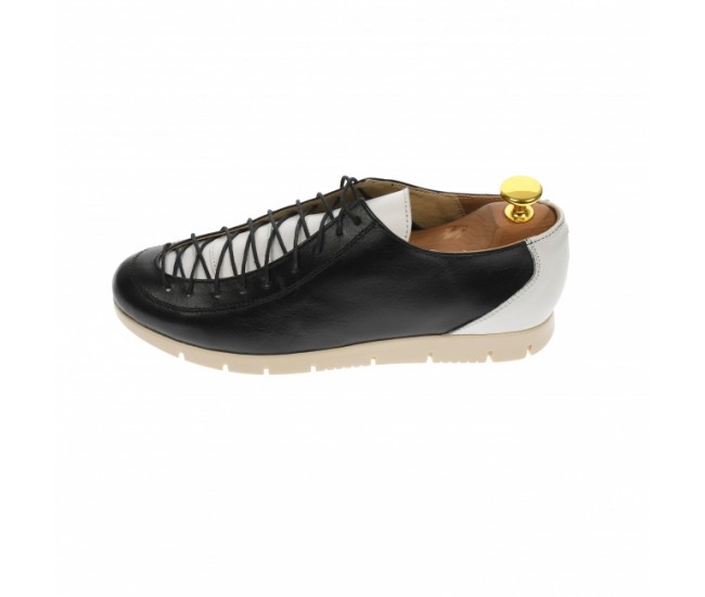 Pantofi dama casual din piele naturala, alb negru - P501NA