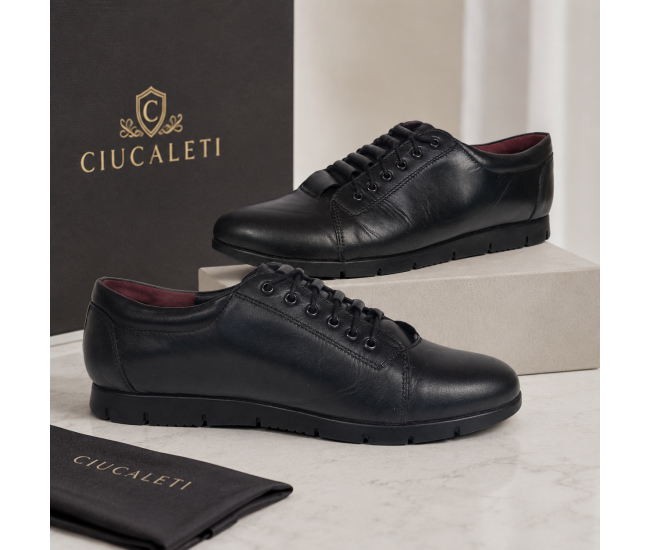 Pantofi dama casual din piele naturala cu siret P502NBX