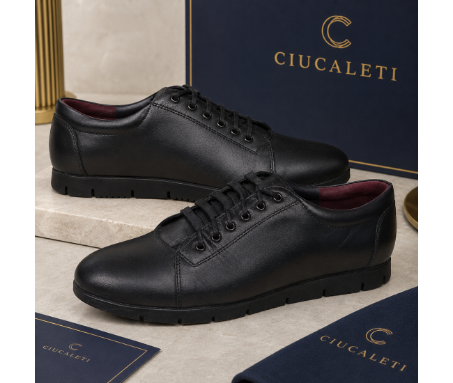 Pantofi dama casual din piele naturala cu siret P502NBX