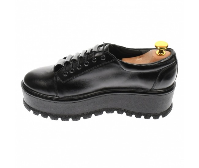 Pantofi dama cu  talpa groasa casual, 4 cm, negru - P502N