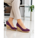 Pantofi dama mov din piele naturala intoarsa cu talpa tip pana de 7 cm P50MOV