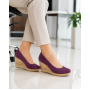 Pantofi dama mov din piele naturala intoarsa cu talpa tip pana de 7 cm P50MOV