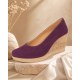 Pantofi dama mov din piele naturala intoarsa cu talpa tip pana de 7 cm P50MOV