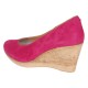 Pantofi dama roz din piele naturala intoarsa cu talpa tip pana de 7 cm P50ROZAV