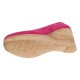 Pantofi dama roz din piele naturala intoarsa cu talpa tip pana de 7 cm P50ROZAV