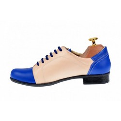 Pantofi dama, casual, din piele naturala (albastru cu bej) BOB, P53ALBEJ