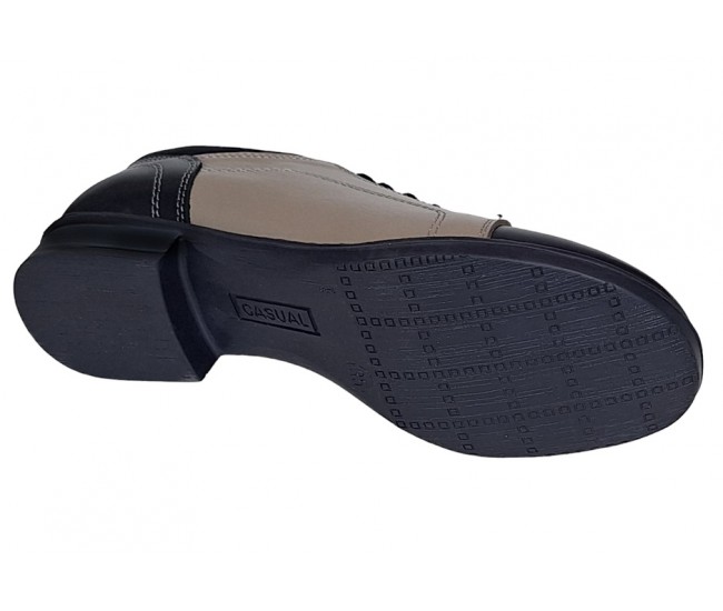 Pantofi dama casual , din piele naturala , Gri - Bleumarin P53GRIBL