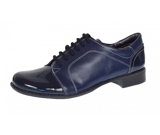 Pantofi dama casual din piele naturala box lac Bleumarin P53LACBL
