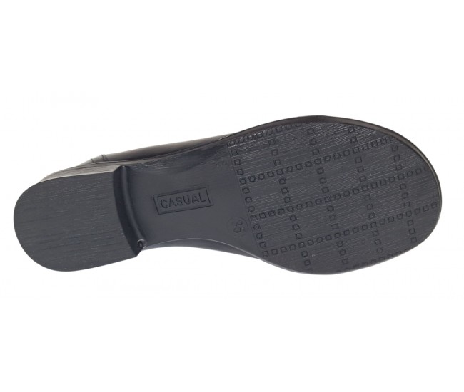 Pantofi dama casual din piele naturala box Negru Lac P53LACN
