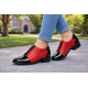  Pantofi dama rosii din piele naturala cu negru lac – stil casual modern P53RNL