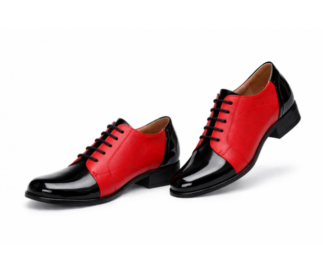  Pantofi dama rosii din piele naturala cu negru lac – stil casual modern P53RNL