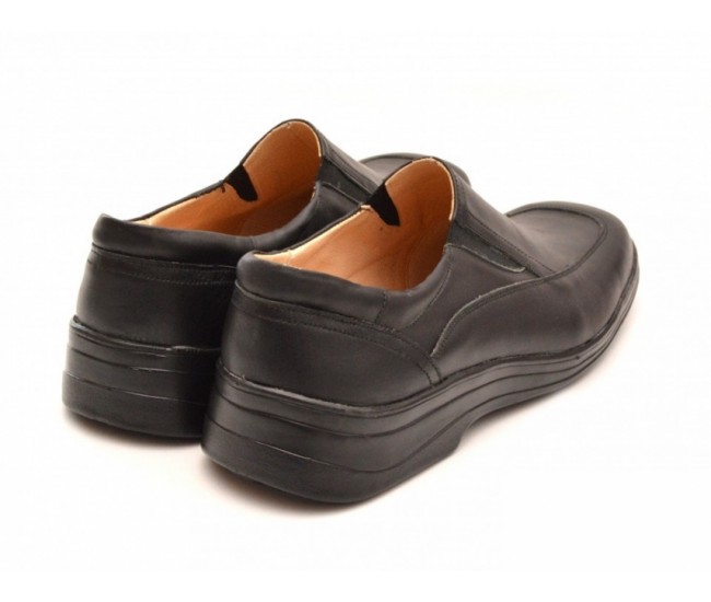 Pantofi barbati pe calapod lat, piele naturala, masuri 45, 46, 47 Negru - P61NBOX