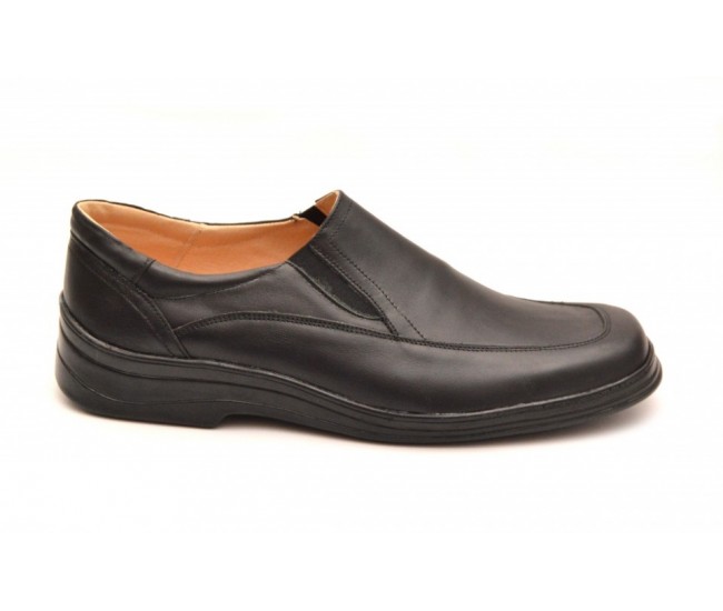 Pantofi barbati pe calapod lat, piele naturala, masuri 45, 46, 47 Negru - P61NBOX