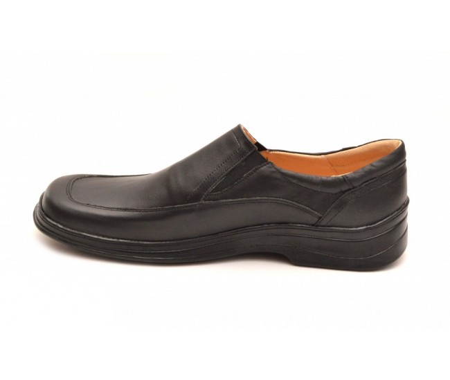 Pantofi barbati pe calapod lat, piele naturala, masuri 45, 46, 47 Negru - P61NBOX