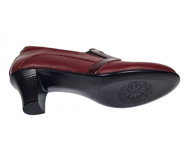 Pantofi de dama eleganti din piele naturala grena cu toc de 5 cm P72VIS