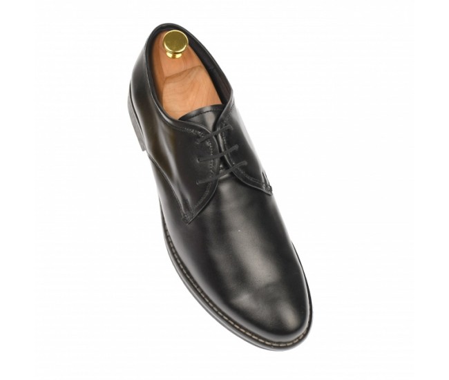 Pantofi barbati, casual, din piele naturala box, negru -  P80NBOX
