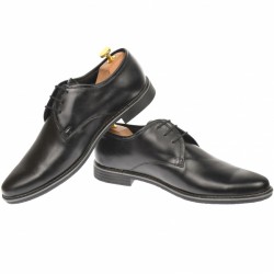 Pantofi barbati, casual, din piele naturala box, negru -  P80NBOX