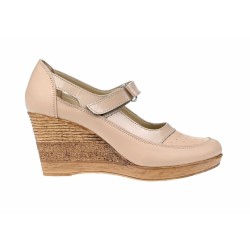 Pantofi dama cu platforma din piele naturala, foarte comozi - P9154BEJ