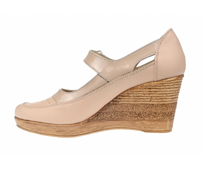 Pantofi dama cu platforma din piele naturala, foarte comozi - P9154BEJ