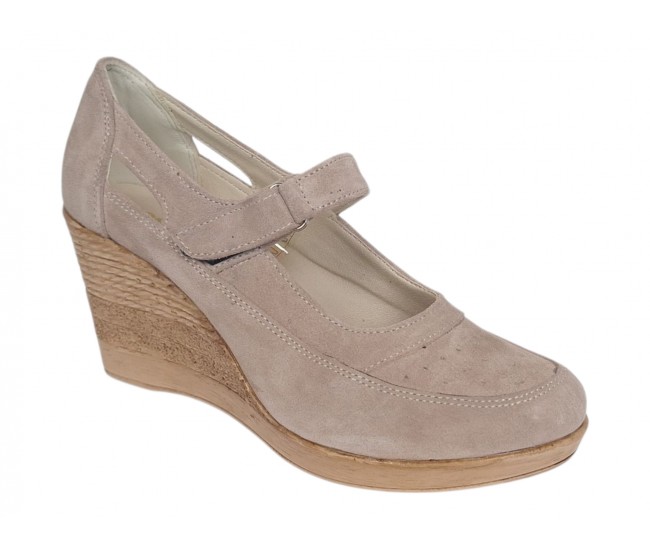 Marimea 37 Pantofi dama cu platforma din piele naturala intoarsa Bej P9154BV